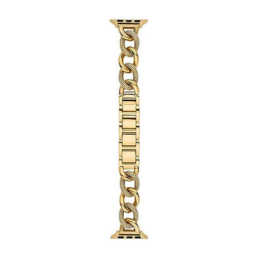 Michael Kors Damenarmband kompatibel mit Apple Watch, 38/40/41 und 42/44/45/49 goldfarbenes Edelstahlarmband, MKS8059E im Sale